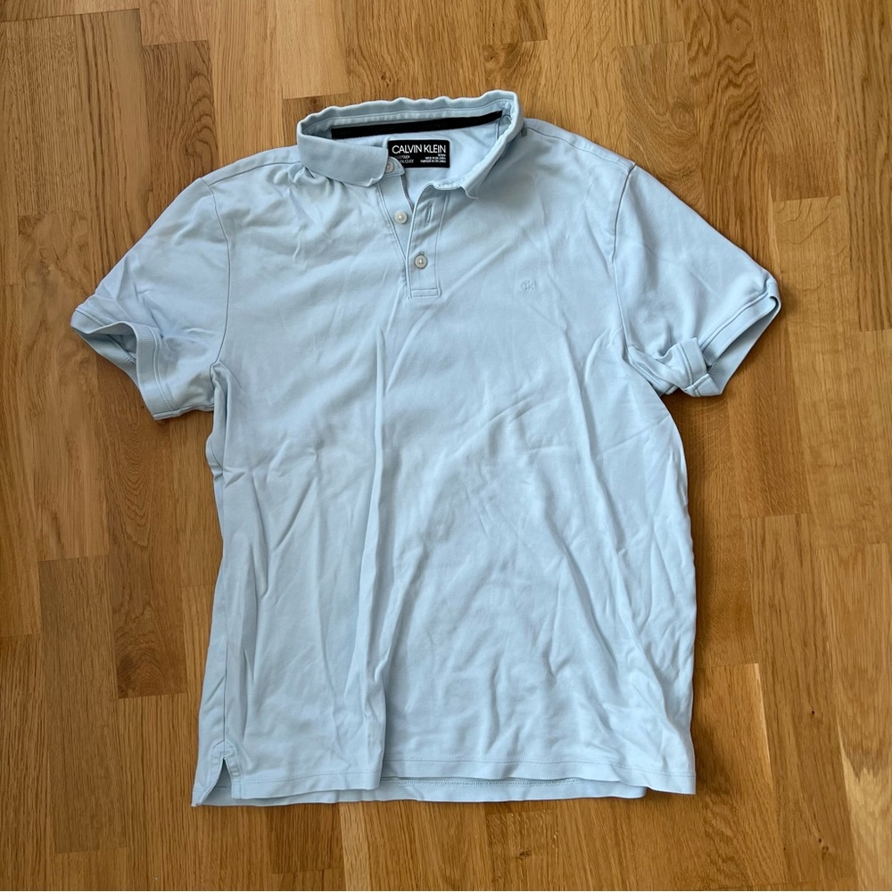 Calvin Klein Men’s Polo T-shirt Size M Slim fit Light Blue
